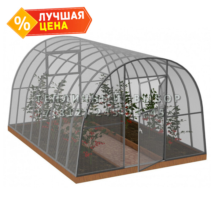 Теплица из поликарбоната Усиленная Арочная 2,5х12 h=2 м профиль 20х20 мм