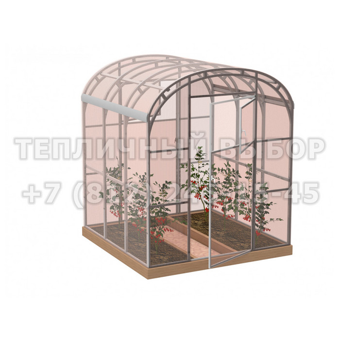 Теплица из поликарбоната-фито Усиленная Прямостенная 2,1х2 h=2.1 м профиль 20х40 мм 