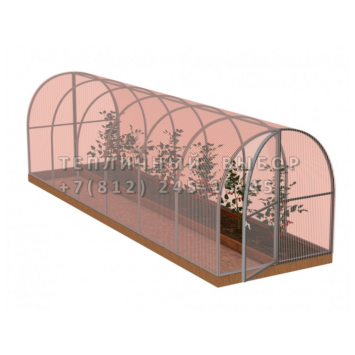 Теплица из поликарбоната-фито Арочная 1,6х8 h=1.68 м профиль 20х20 мм