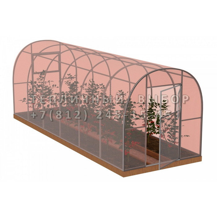 Теплица из поликарбоната-фито Усиленная Арочная 2,1х6 h=2 м профиль 20х20 мм