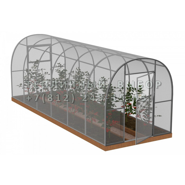 Теплица из поликарбоната Усиленная Арочная 2,1х12 h=2 м профиль 20х20 мм